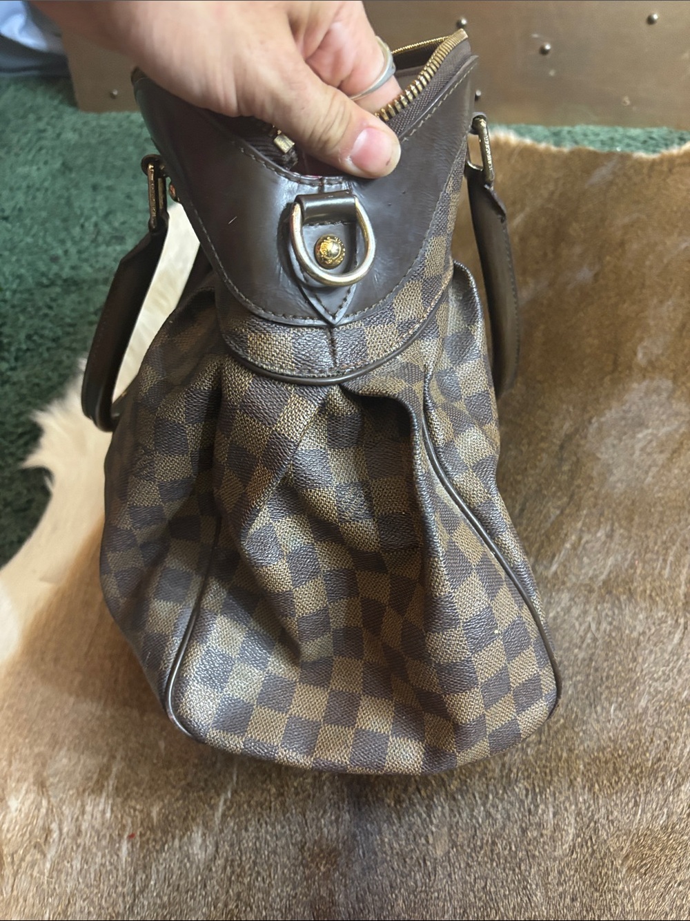 Large leather checkered gm sized bag - Picture 8 of 14